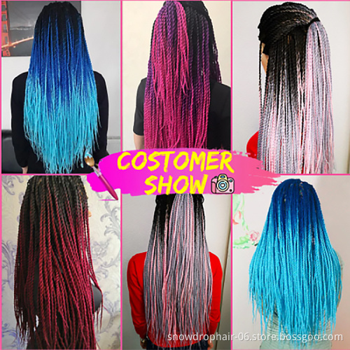Hot Sell 14 18 22 24 Inch Wholesale Pre Looped Ombre Jumbo Braid Senegalese Mambo Twist Crochet Braiding Hair